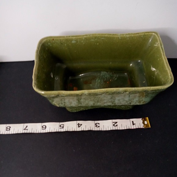 Vintage Brush Pottery Green Sponge White Planter 405-6 USA - Picture 12 of 13